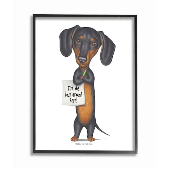 Stupell Industries Dachshund 'I'm The Boss' Fun Family Pet Phrase Framed Wall Art